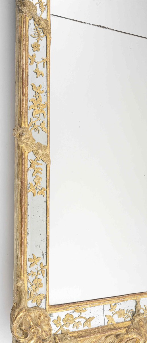 Important Miroir Suédois Avec Décorations En Stuc et Bois sculpté, Vers 1740 -photo-2