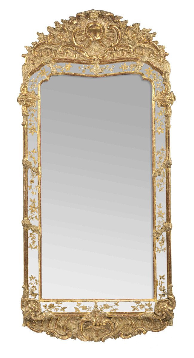 Important Miroir Suédois Avec Décorations En Stuc et Bois sculpté, Vers 1740 