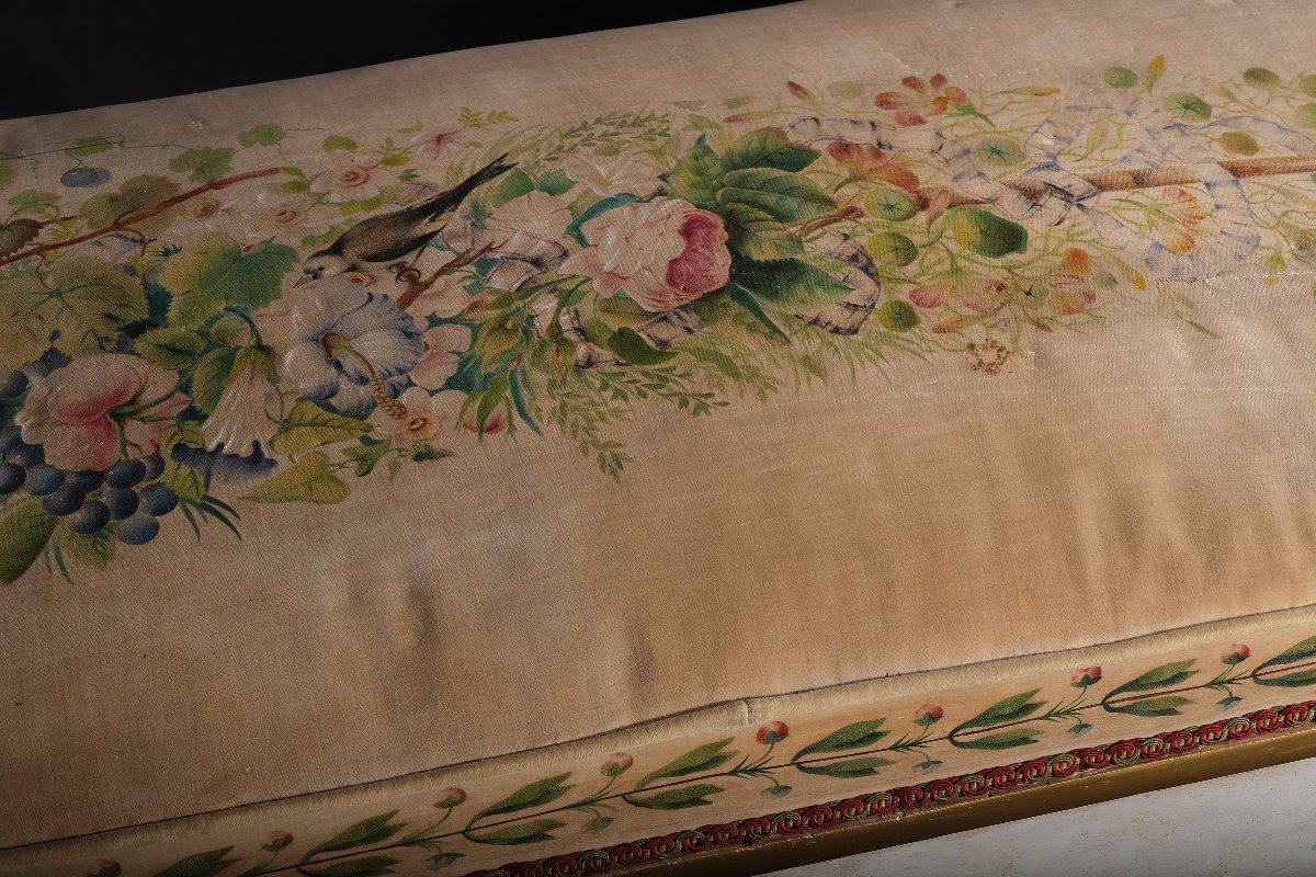 Unusual Upholstered Bench With Relief Decoration On Three Sides, Italy, 19th Century-photo-3