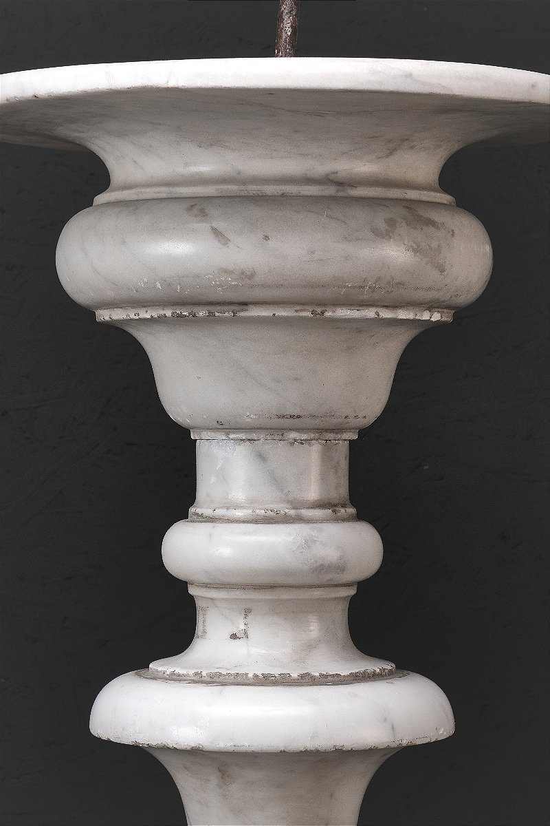 Une Paire De Chandeliers Monumentaux De Marbre De Carrare, Rome 17e Siècle-photo-4