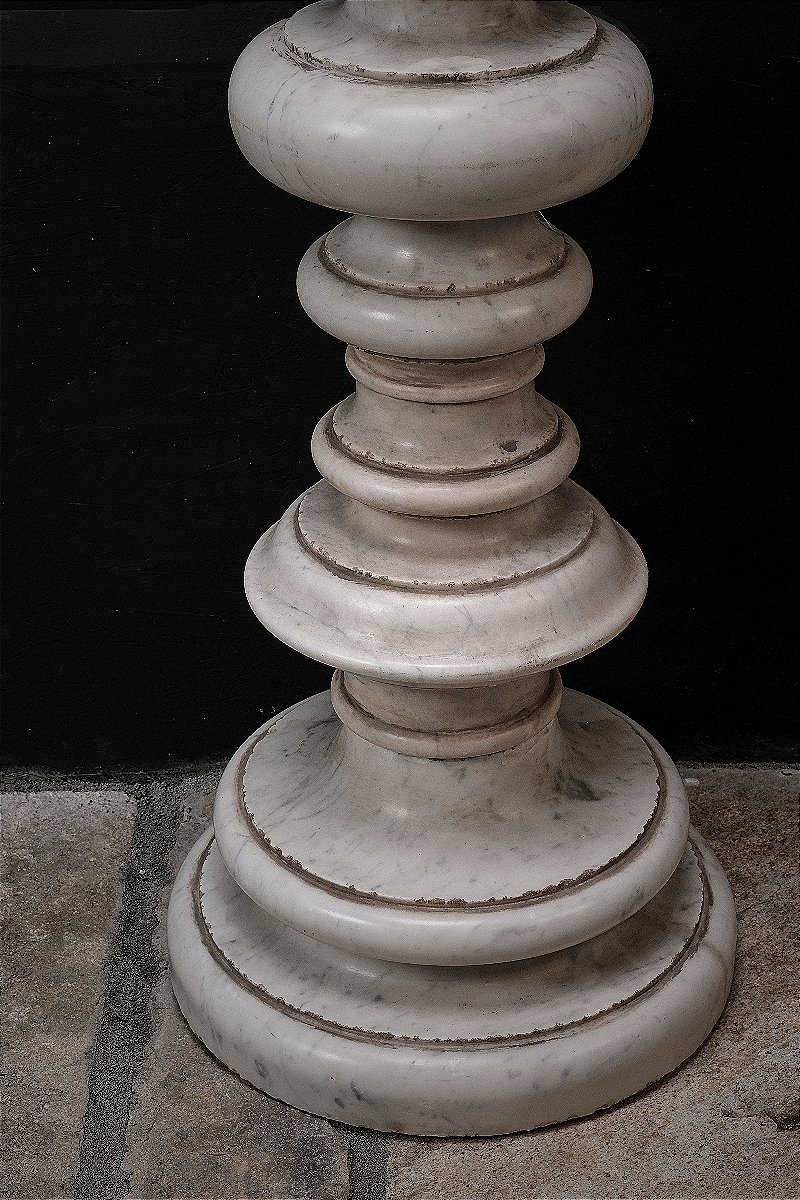 Une Paire De Chandeliers Monumentaux De Marbre De Carrare, Rome 17e Siècle-photo-2