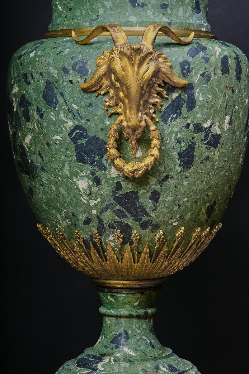 Important Vase Scagliola Avec Bronzes Dorés, Rome, Milieu Du 19e Siècle-photo-1