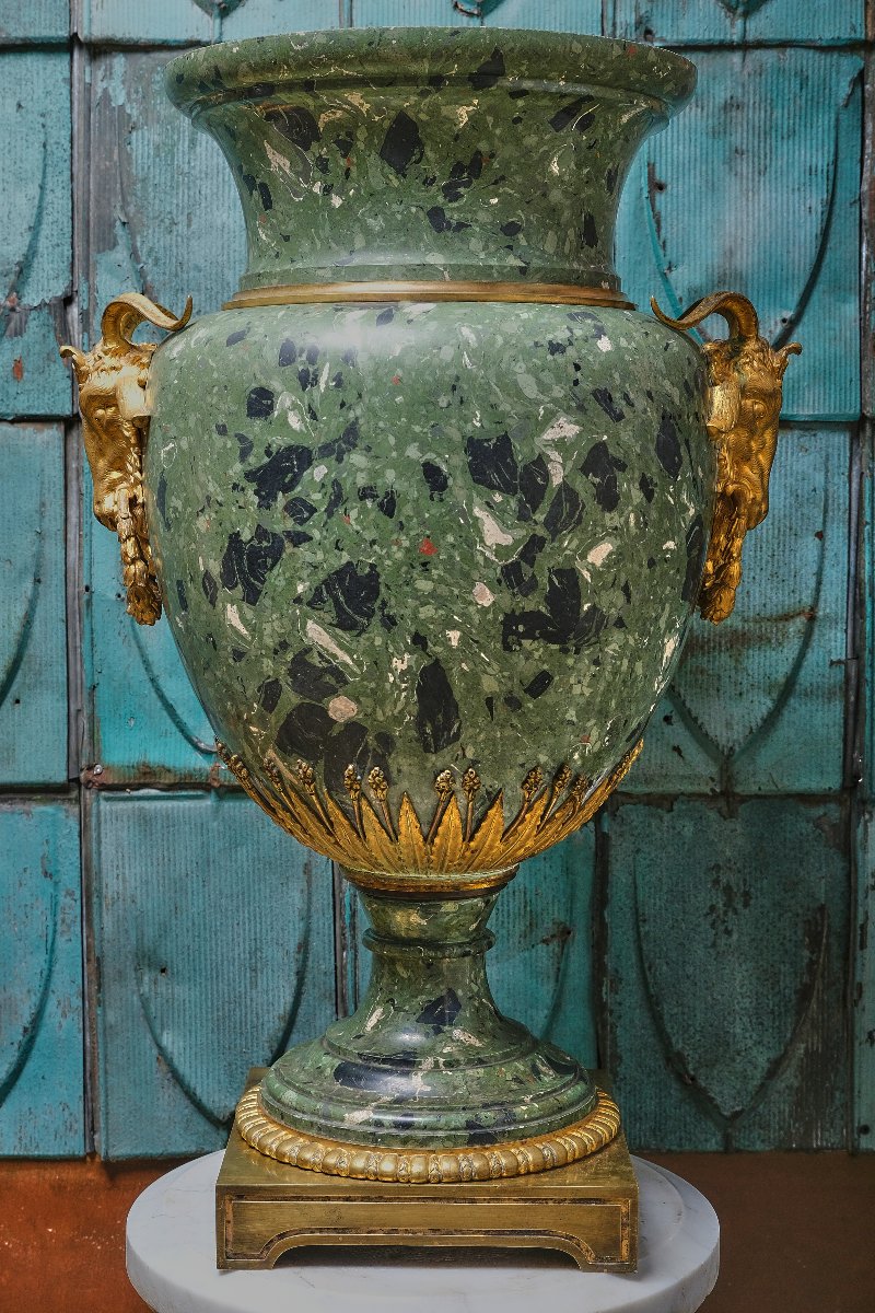 Important Vase Scagliola Avec Bronzes Dorés, Rome, Milieu Du 19e Siècle-photo-4
