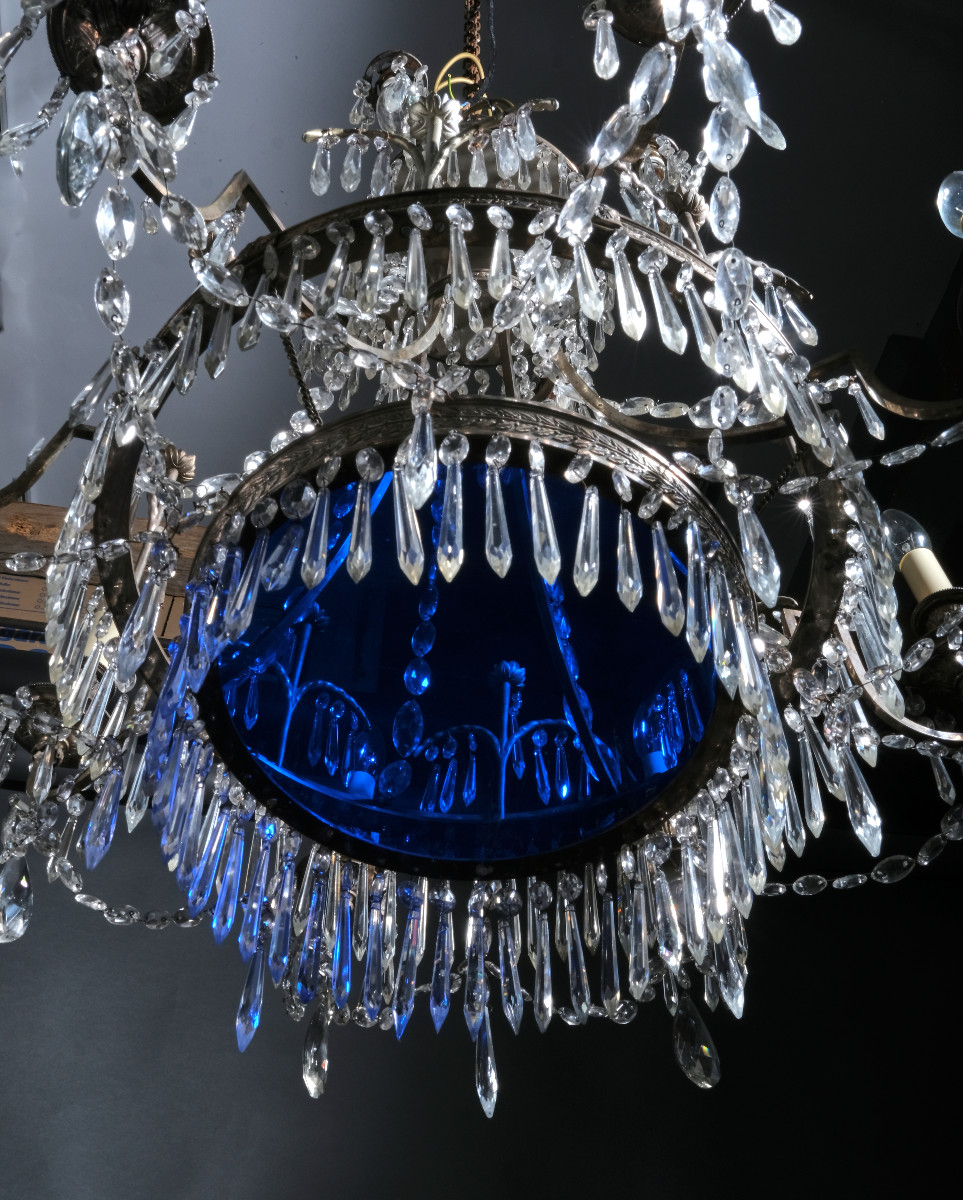 Lustre Russe en bronze argenté, début 19è-photo-4