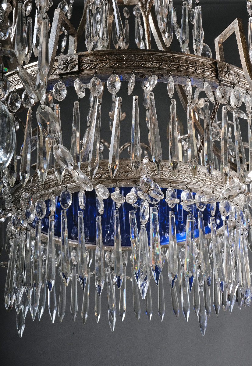 Lustre Russe en bronze argenté, début 19è-photo-3