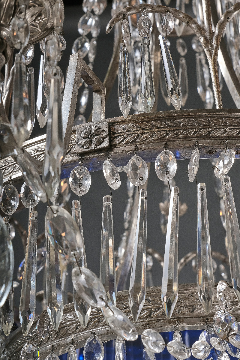 Lustre Russe en bronze argenté, début 19è-photo-4