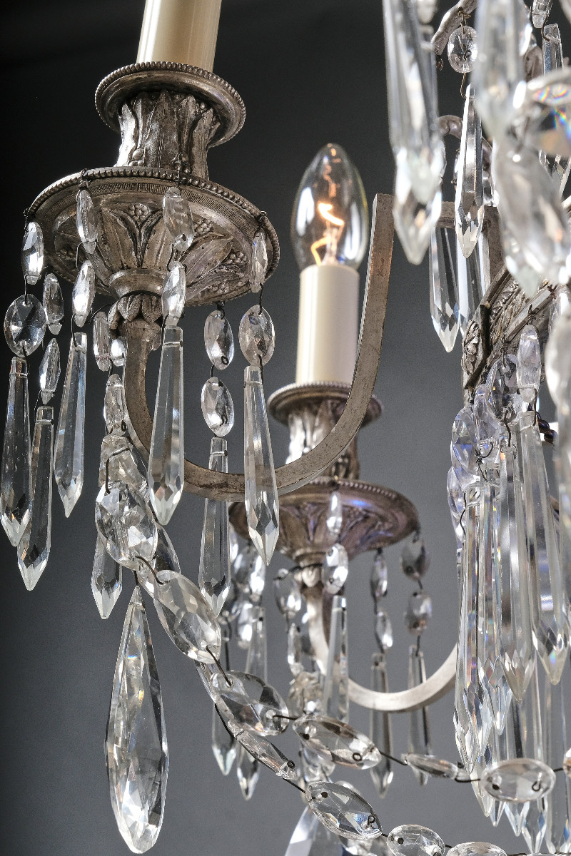 Lustre Russe en bronze argenté, début 19è-photo-5