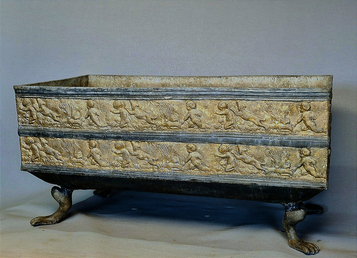 Two Partially Gilded Lead Planters, England, 19th Century