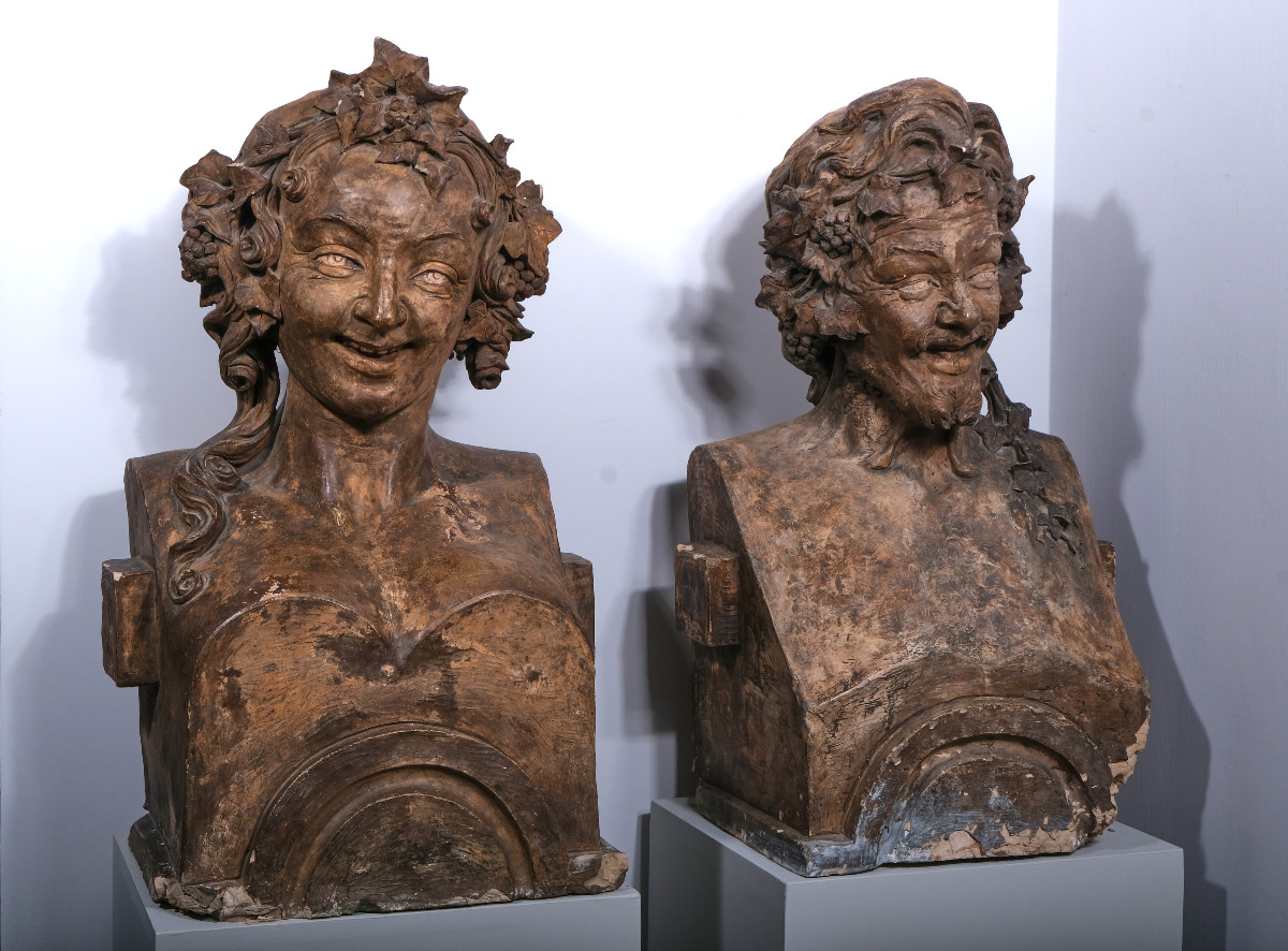 Dionysus And Ariadne, Terracotta Busts, Italy 1800-photo-3