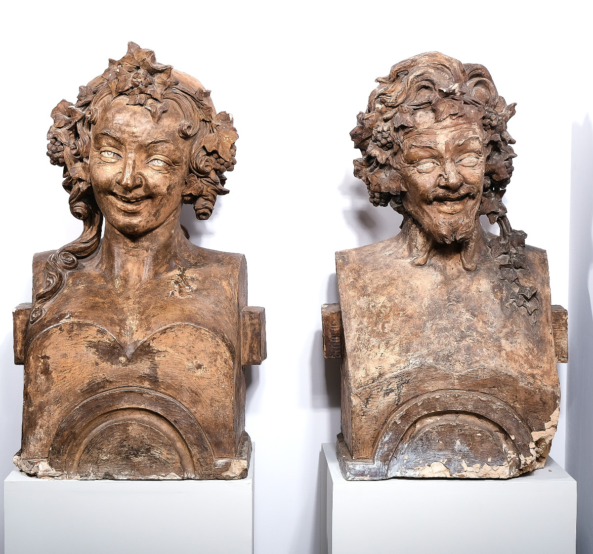 Dionysus And Ariadne, Terracotta Busts, Italy 1800