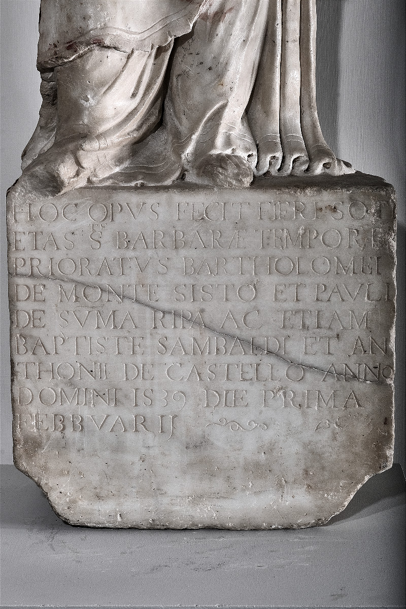 Statue Of St. Barbara In White Marble, Italy, Dated 1539-photo-3