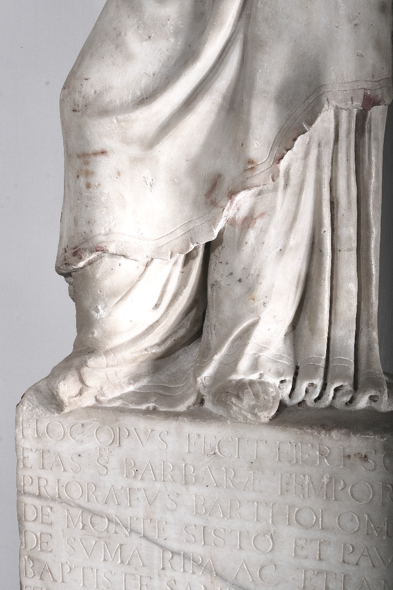 Statue Of St. Barbara In White Marble, Italy, Dated 1539-photo-2