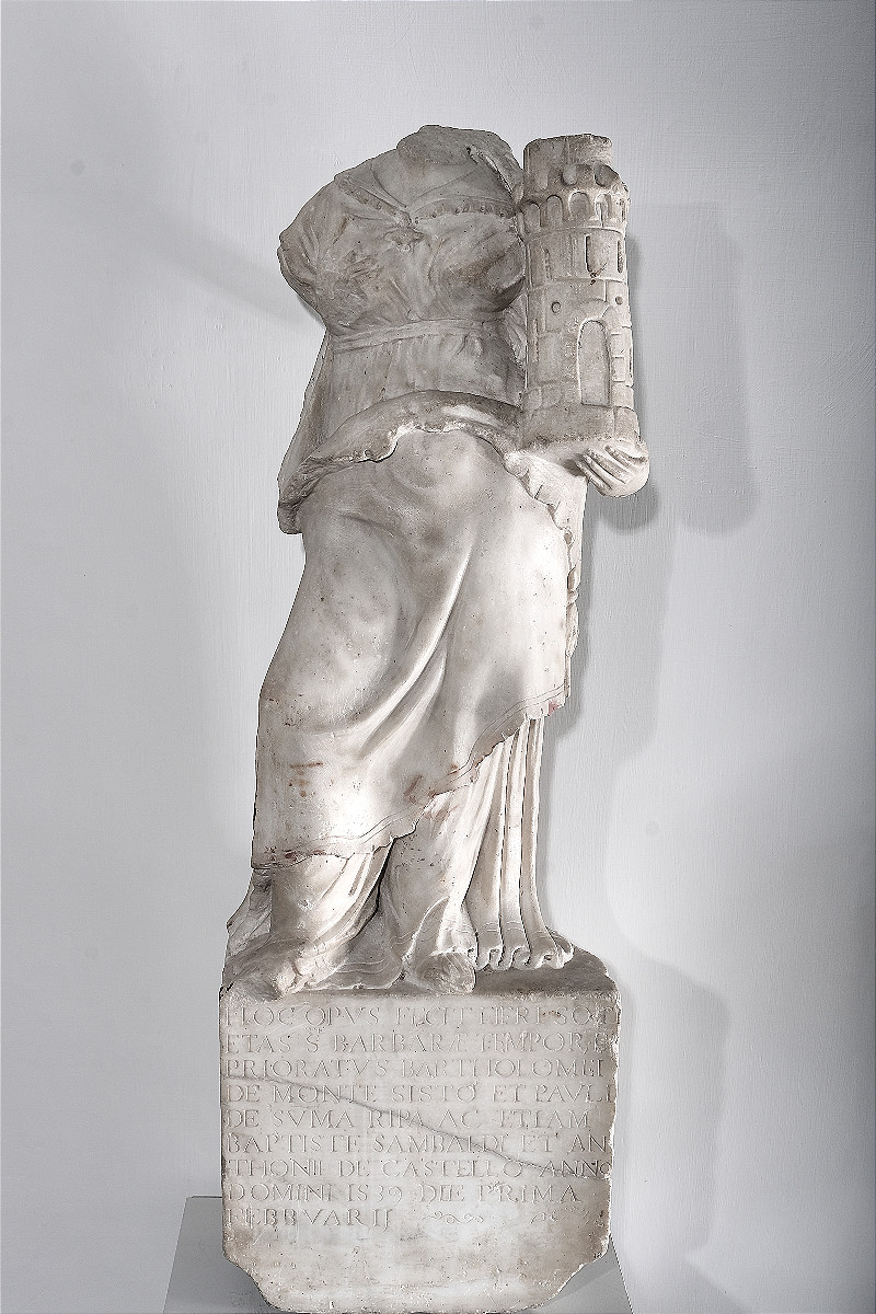 Statue Of St. Barbara In White Marble, Italy, Dated 1539