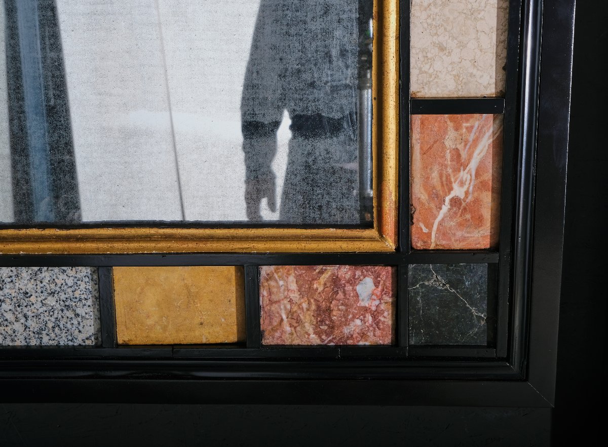 Pair Of Marble And Semiprecious Stone Inlaid Mirrors, Italy, 19th Century-photo-4