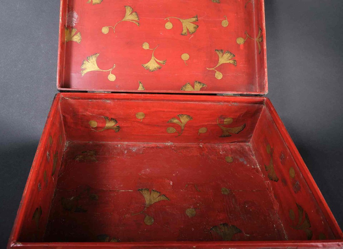 Unusual Chinese Cassette With Brass Fittings And A Parchment Cover-photo-4