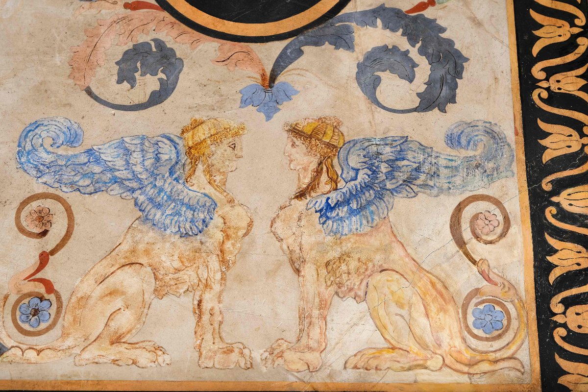 Importante table de milieu avec plateau en scagliola, Rome ou Naples, vers 1840-photo-1