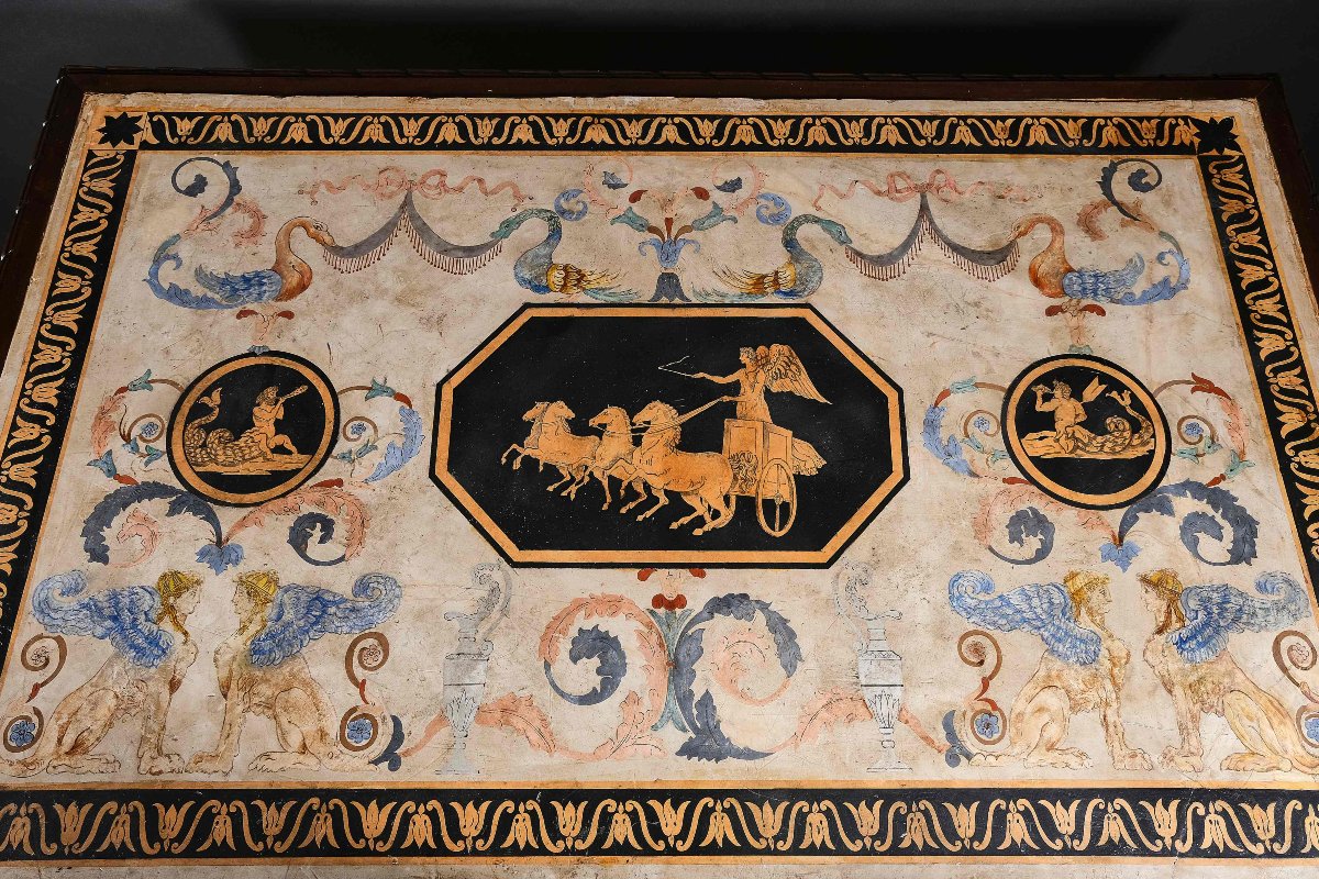 Importante table de milieu avec plateau en scagliola, Rome ou Naples, vers 1840-photo-3