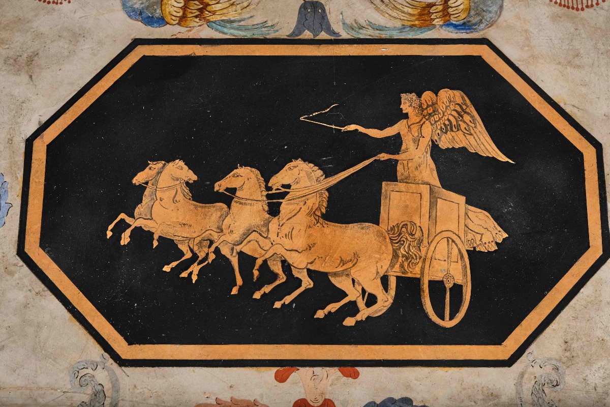 Importante table de milieu avec plateau en scagliola, Rome ou Naples, vers 1840-photo-4