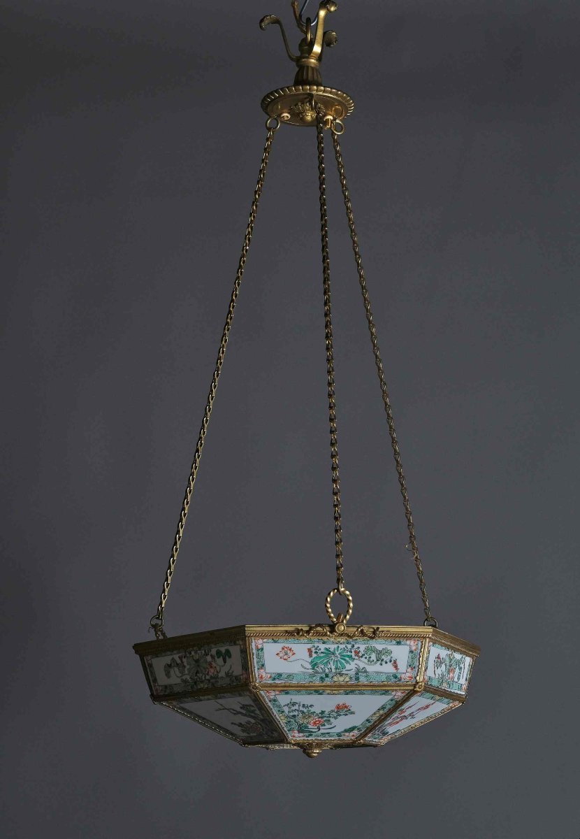 Rare Chinese Porcelain Lamp With Bronze Mounting, Charles X, Paris, Early 19th Century-photo-1