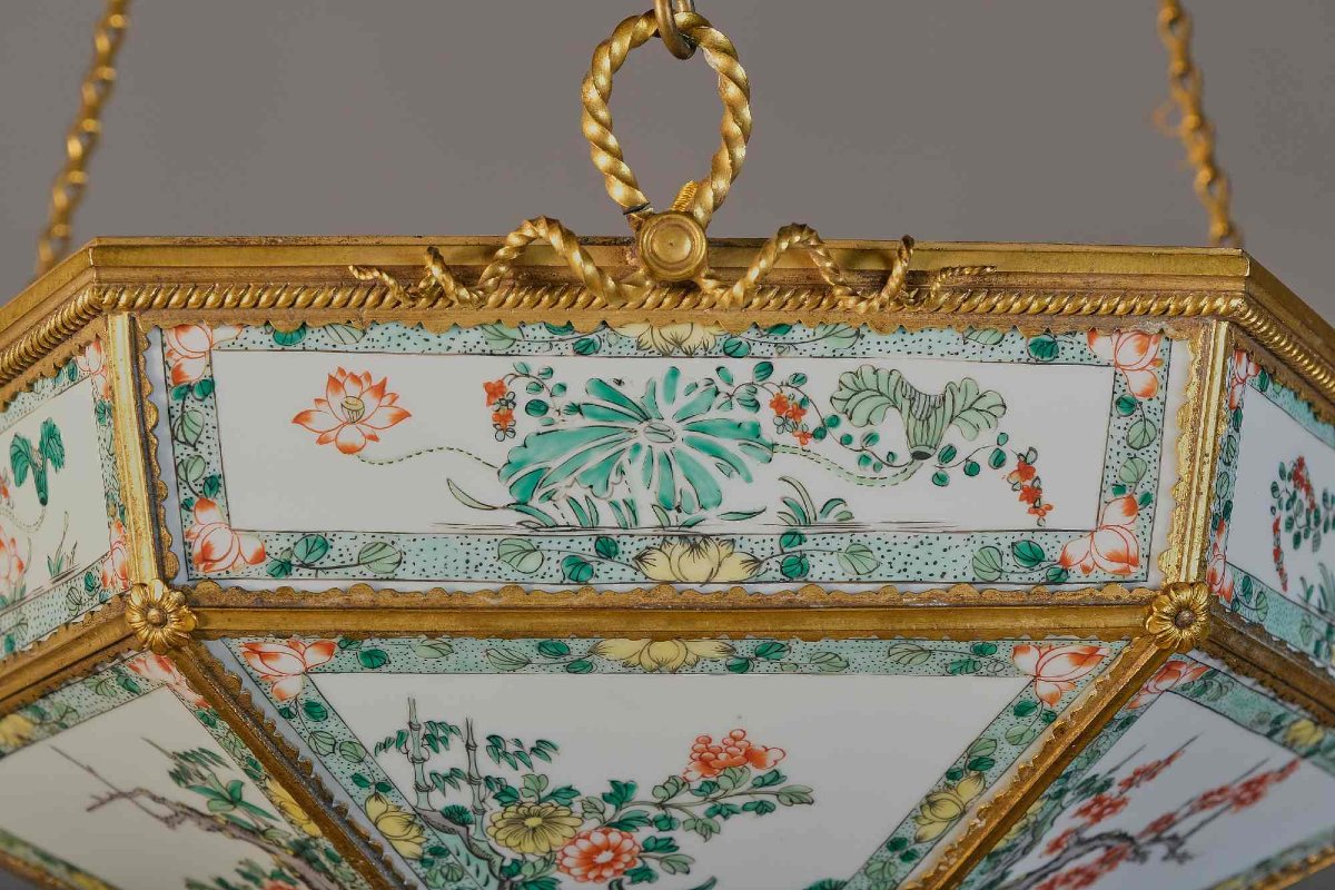 Rare Chinese Porcelain Lamp With Bronze Mounting, Charles X, Paris, Early 19th Century-photo-2