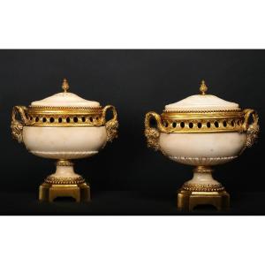 Pair Of Cassolettes Mounted In Bronze, Louis XVI Period, Paris, Late 18th