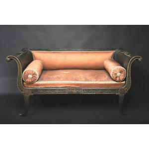 Beautiful Bench Finely Painted In Grisaille, Northern Europe, Early 19th C