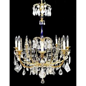 Important Chandelier In Rock Crystal And Gilt Bronze, Russia Circa 1820