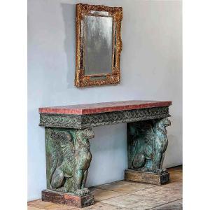 Importante console griffon avec plateau en marbre, Naples vers 1800