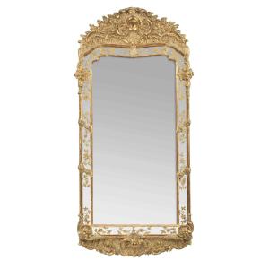 Important Miroir Suédois Avec Décorations En Stuc et Bois sculpté, Vers 1740 