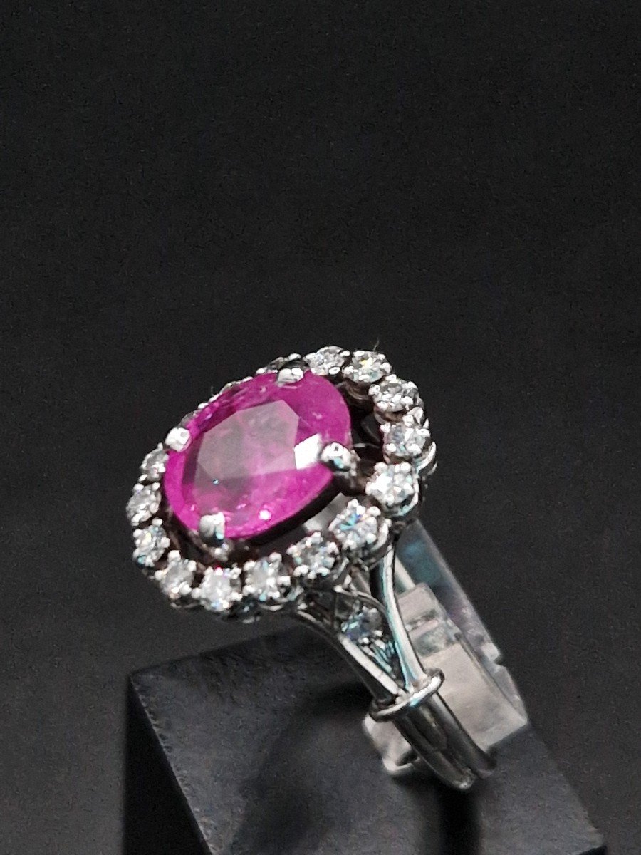 Unheated Pink Sapphire And Diamond Gold Ring-photo-3