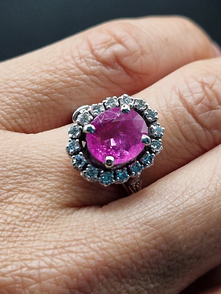 Unheated Pink Sapphire And Diamond Gold Ring-photo-7