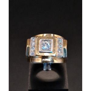 Art Deco Gold Diamond Tank Ring Circa 1940