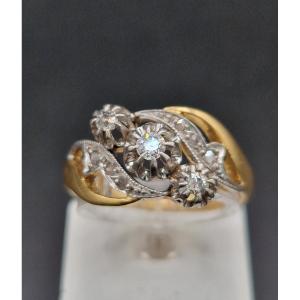 Old Ring Circa 1900 Gold Diamonds