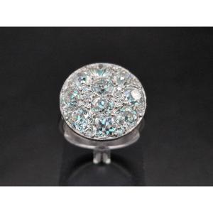 Importante Bague Art Déco vers 1920 Platine Diamants 