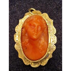 Old Coral Cameo Pendant 19th