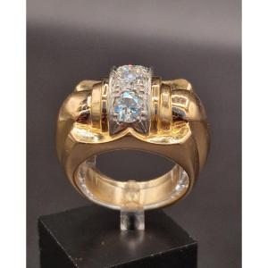 Art Deco Tank Ring Gold Platinum Diamonds Circa 1940/1950