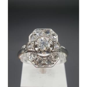 Ravissante Bague Art Déco Vers 1920 Or Platine Diamants 