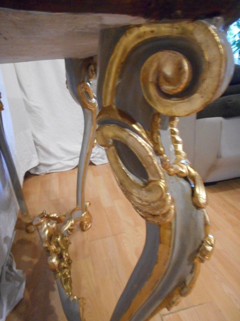 Italian Console In Painted And Gilded Wood-photo-2