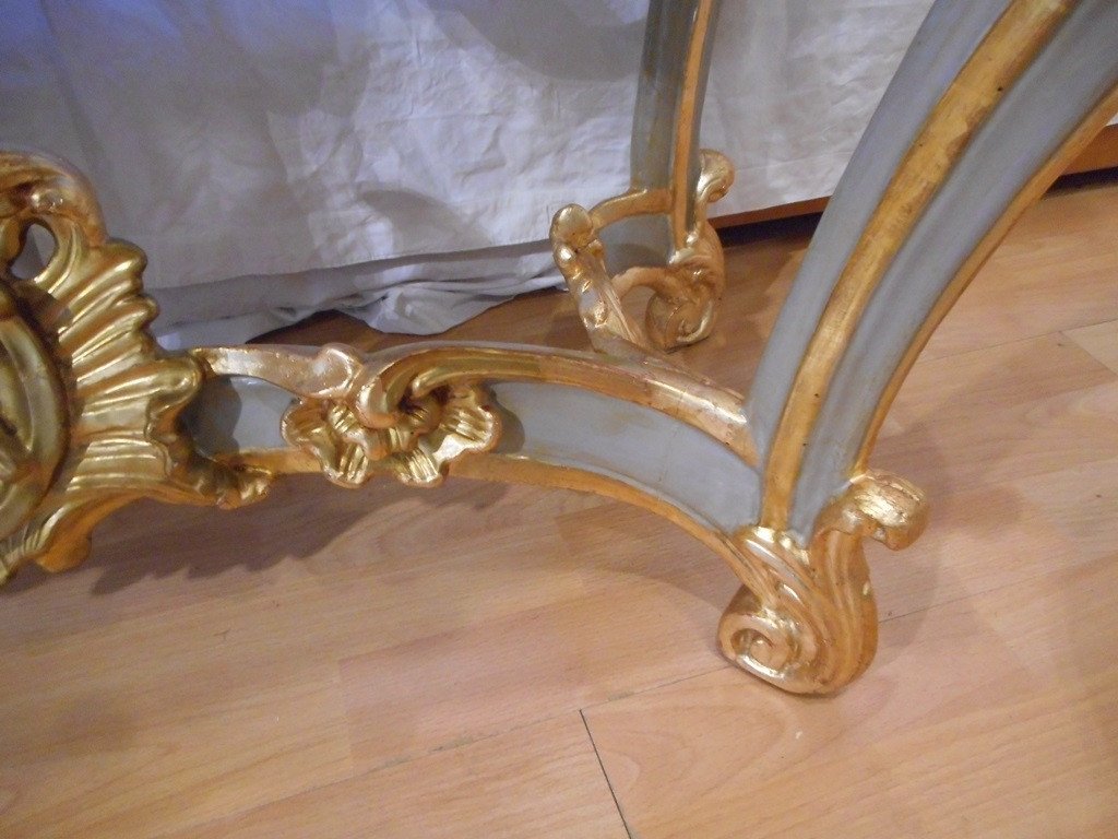 Italian Console In Painted And Gilded Wood-photo-5