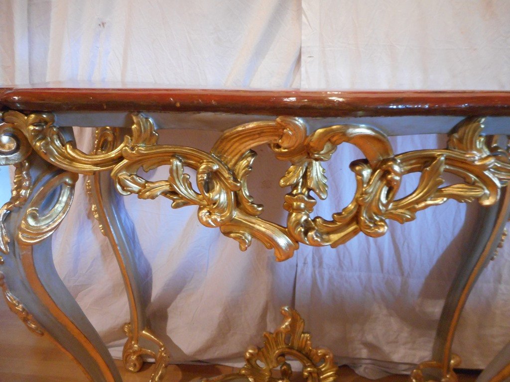 Italian Console In Painted And Gilded Wood-photo-6