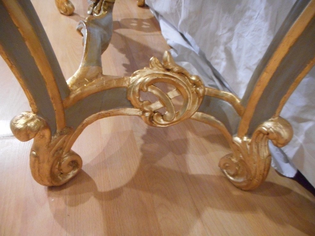 Italian Console In Painted And Gilded Wood-photo-7