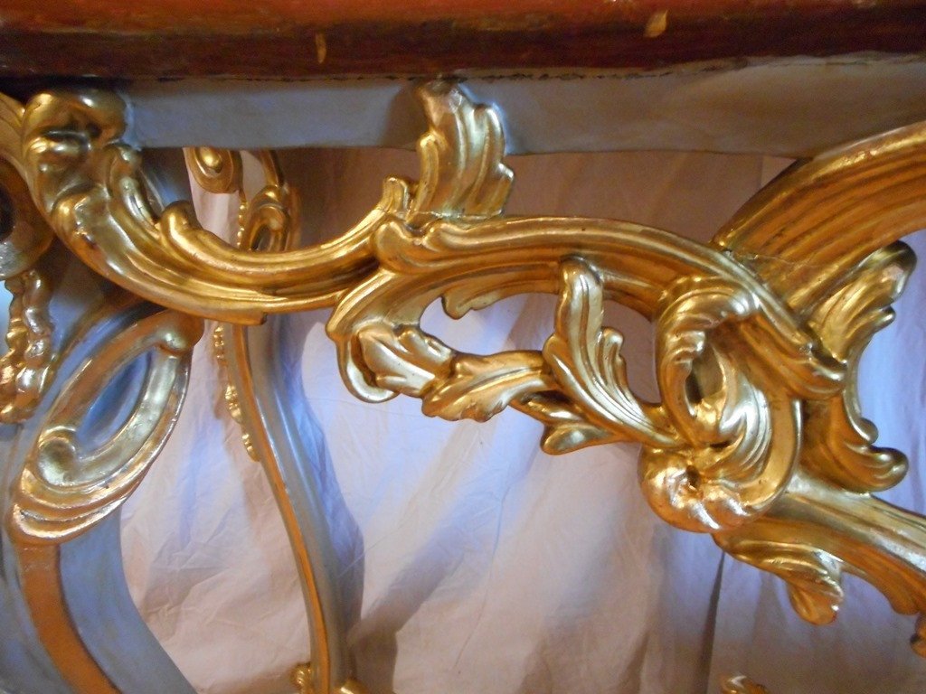 Italian Console In Painted And Gilded Wood-photo-8