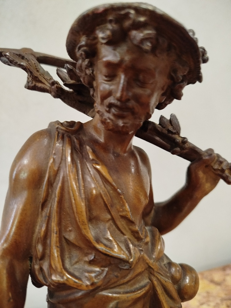 Spelter Statue Of A Man And Child-photo-3