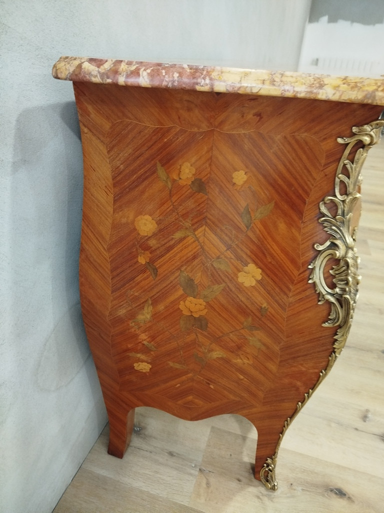 Commode Louis XV galbée en bois de rose-photo-4