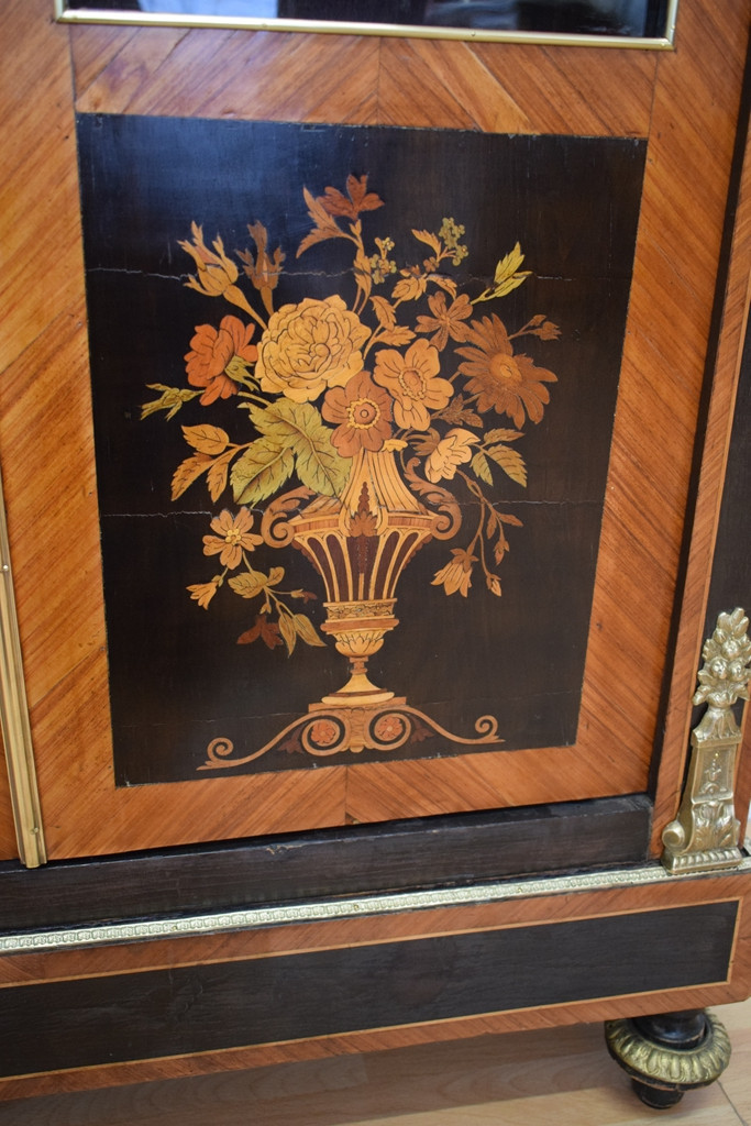 Small Napoleon III Display Case With Marquetry Panels-photo-5