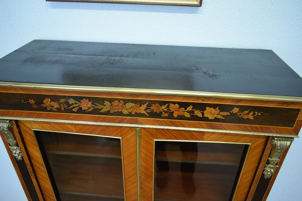 Small Napoleon III Display Case With Marquetry Panels-photo-7