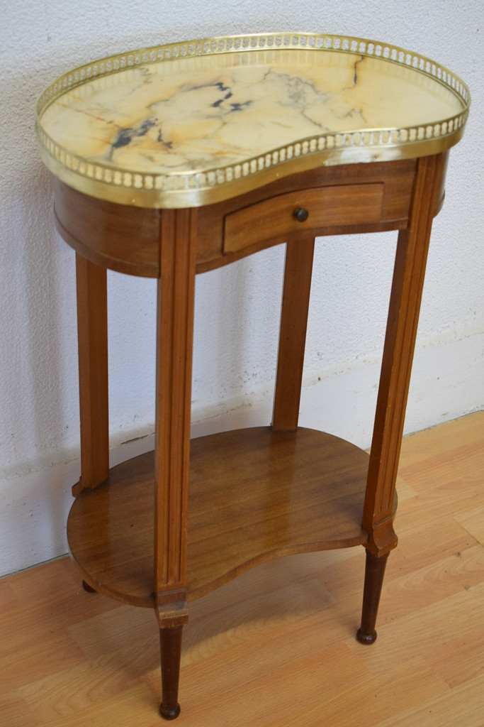 Small Louis XVI Kidney-shaped Mahogany Pedestal Table-photo-2