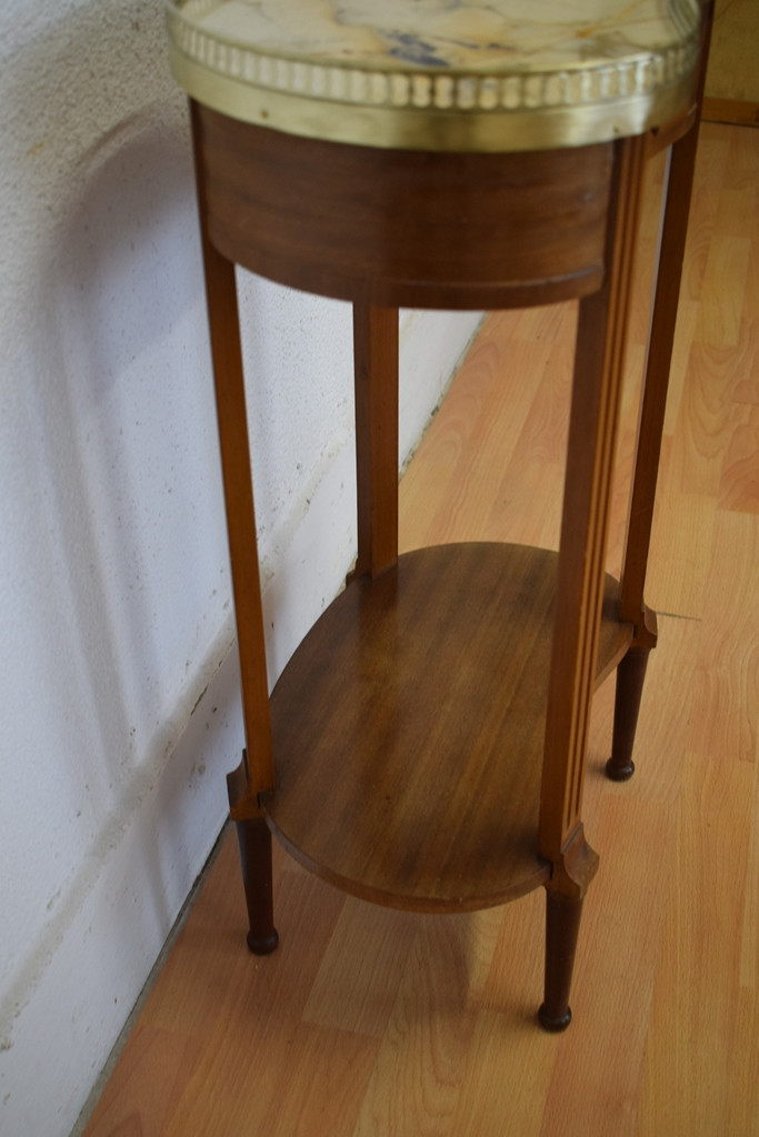Small Louis XVI Kidney-shaped Mahogany Pedestal Table-photo-2