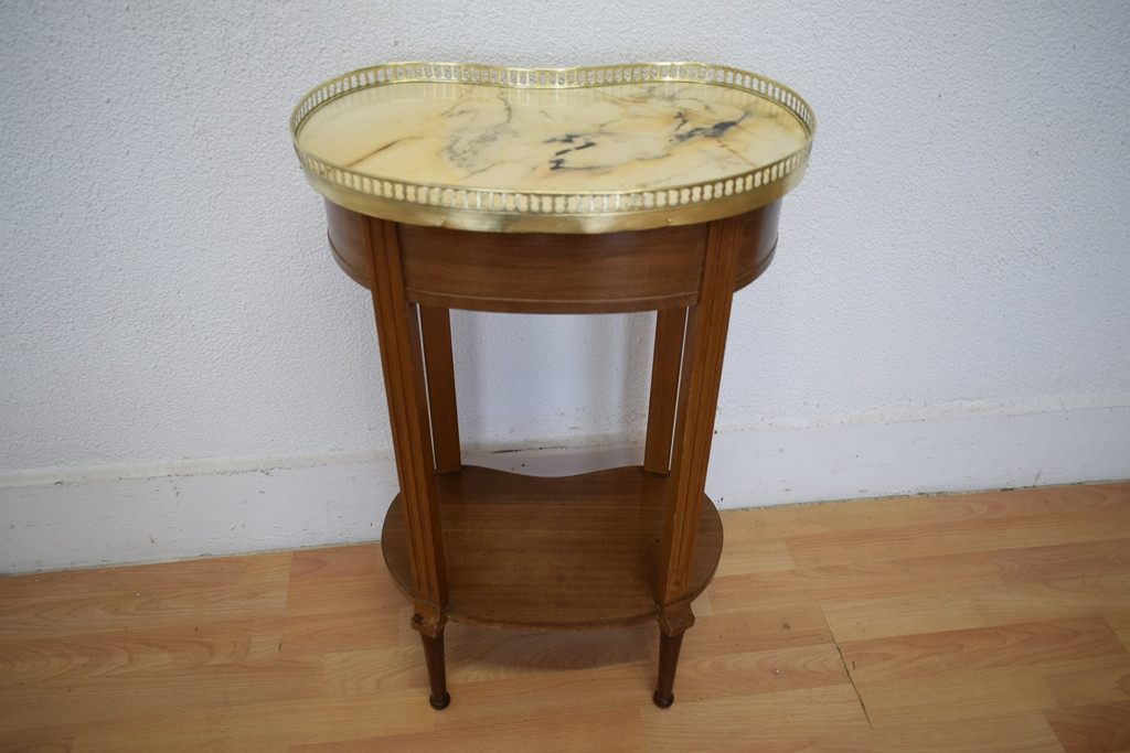 Small Louis XVI Kidney-shaped Mahogany Pedestal Table-photo-6