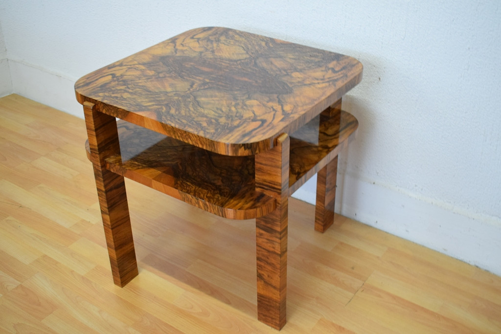 Art Deco Square Walnut Coffee Table-photo-2